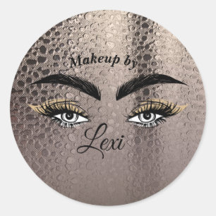 Pretty Eyes Eyelashes Lashes Rose Gold Glam Classic Round Sticker