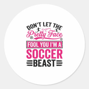 Pretty Face Soccer Beast Vintage Shirt Design_1 Classic Round Sticker