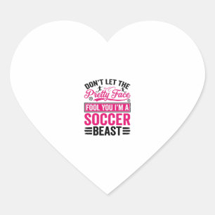 Pretty Face Soccer Beast Vintage Shirt Design_1 Heart Sticker