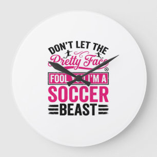 Pretty Face Soccer Beast Vintage Shirt Design_1 Large Clock