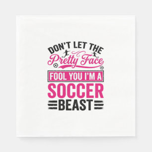 Pretty Face Soccer Beast Vintage Shirt Design_1 Napkin