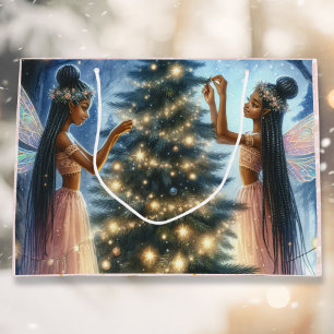 Pretty Fairies  Decorating the Christmas Tree Large Gift Bag