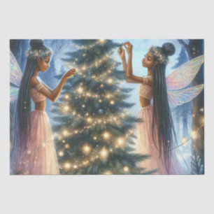 Pretty Fairies Decorating the Christmas Tree Tissue Paper
