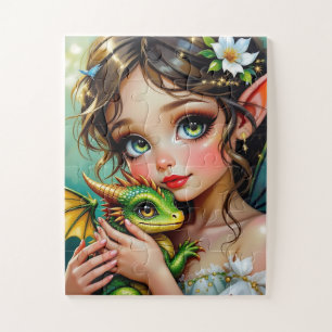 Pretty  Fairy and Dragon Themed Girl's   Jigsaw Puzzle