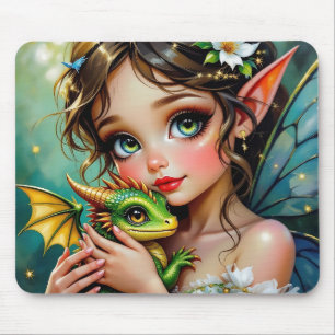 Pretty  Fairy and Dragon Themed Girl's   Mouse Mat
