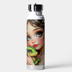 Pretty Fairy and Dragon Themed Girl's Water Bottle