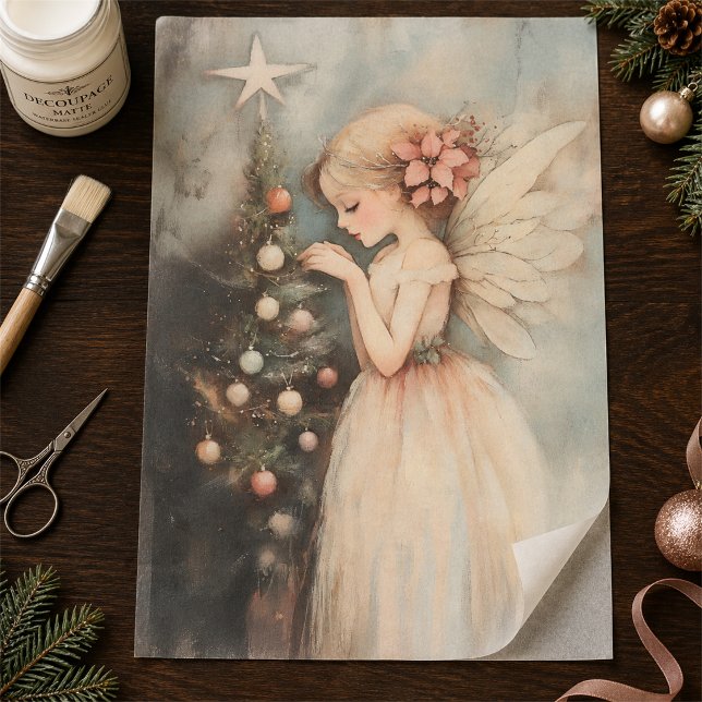 Pretty Fairy Decorating Christmas Tree Decoupage Tissue Paper (Creator Uploaded)