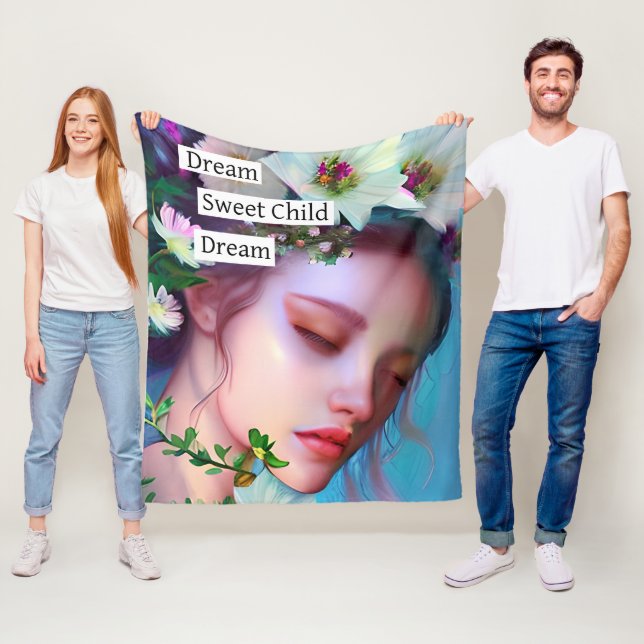 Pretty Fairy Flowers in Hair Fantasy Art   Fleece Blanket (In Situ)