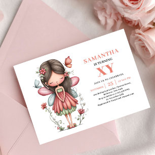 Pretty Fairy Girl Birthday Floral Blush invitation