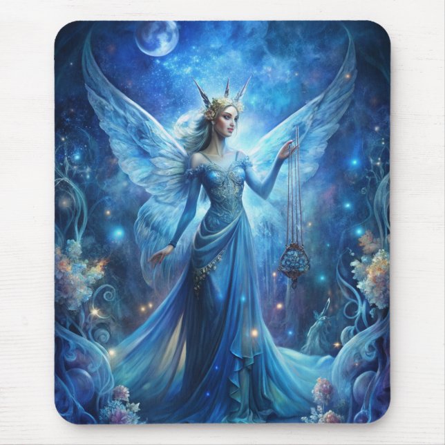 Pretty Fairy in Blue  Mouse Mat (Front)