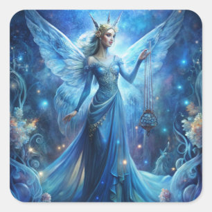 Pretty Fairy in Blue Square Sticker