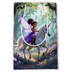 Pretty Fairy in Enchanted Forest Birthday Medium Gift Bag