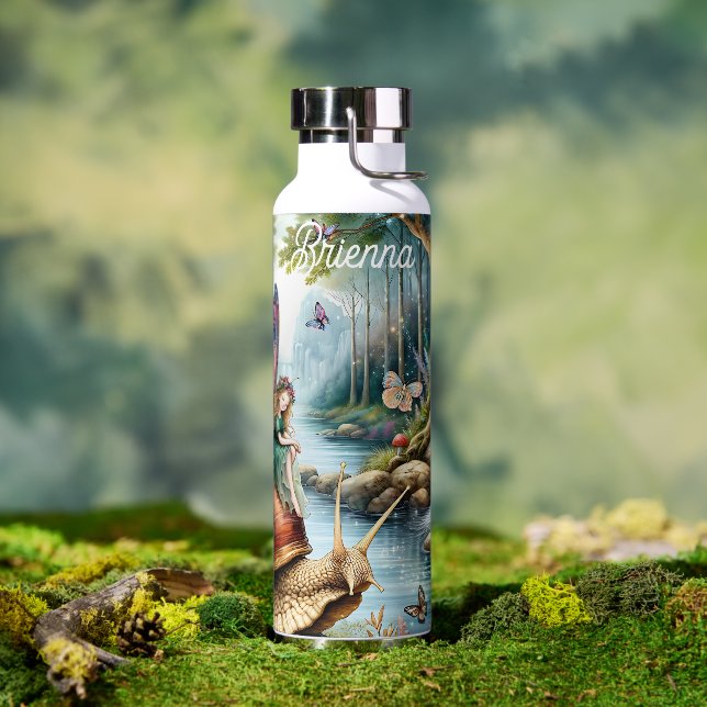 Pretty Fairy Land with cute Snail and Butterflies Water Bottle (Outdoor)