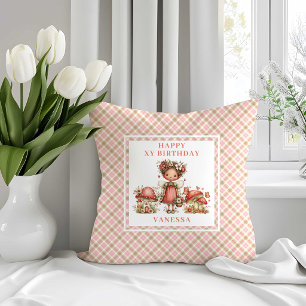 Pretty Fairy Pink Floral Girl Birthday Throw   Cushion