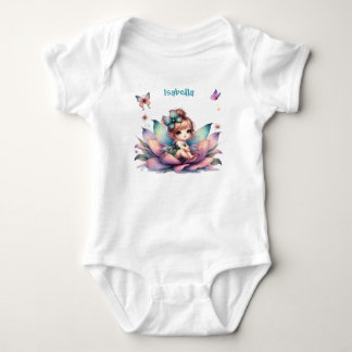 Pretty fairy sitting inside flower baby bodysuit