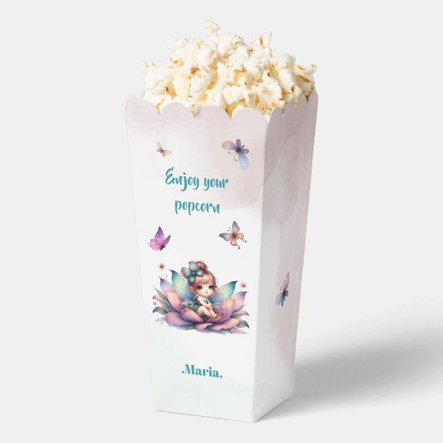 Pretty fairy sitting inside flower favour box (Popped)