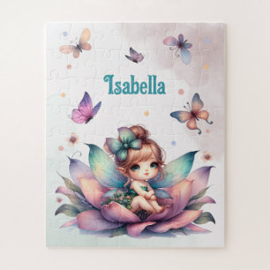 Pretty fairy sitting inside flower jigsaw puzzle