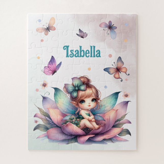 Pretty fairy sitting inside flower  jigsaw puzzle (Vertical)