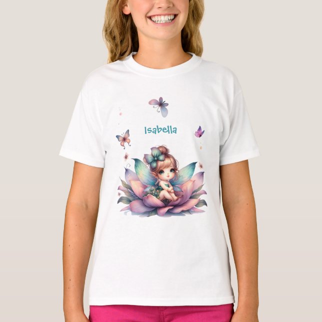 Pretty fairy sitting inside flower  T-Shirt (Front)