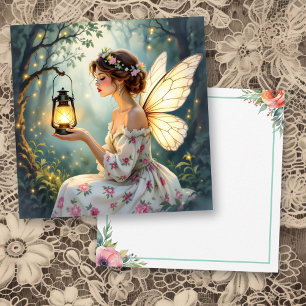 Pretty Fairy Themed Floral Blank Card