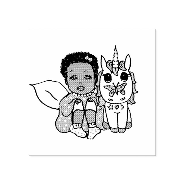Pretty Fairy with Unicorn Rubber Stamp (Imprint)
