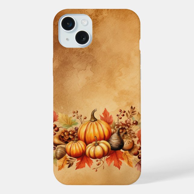 PRETTY FALL AUTUMN YELLOW & ORANGE PUMPKINS iPhone CASE (Back)