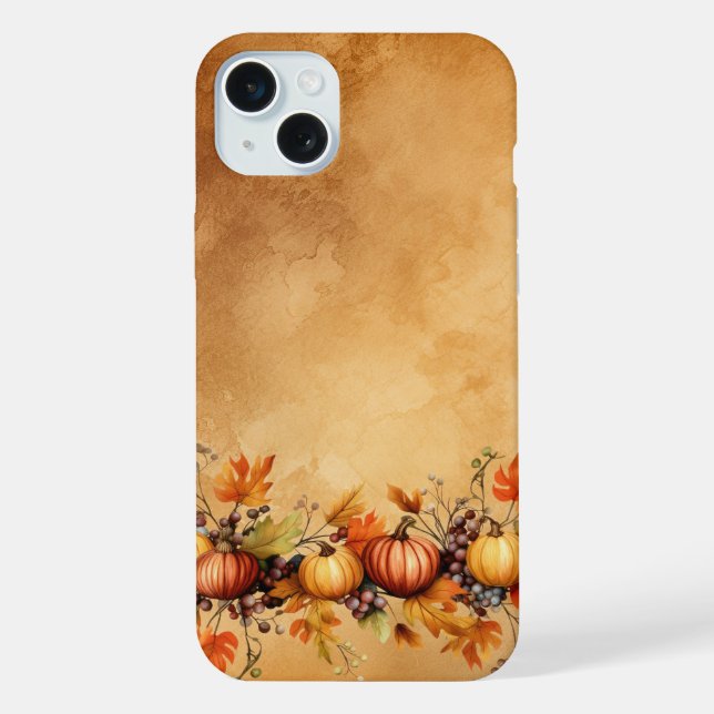 PRETTY FALL AUTUMN YELLOW & ORANGE PUMPKINS iPhone CASE (Back)