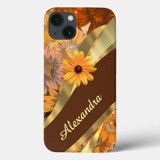 Pretty fall coloured floral personalised pattern Case-Mate iPhone case (Back)