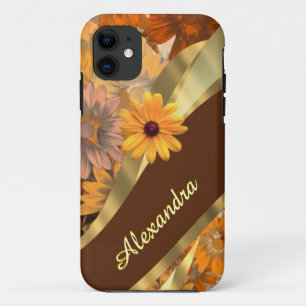 Pretty fall coloured floral personalised pattern iPhone 11 case
