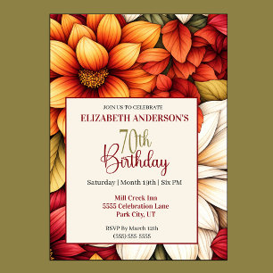 Pretty Fall Dahlia Flower 70th Birthday Invitation