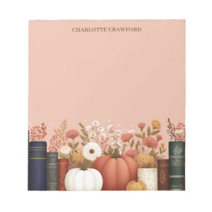 Pretty Fall Floral Bookish Notepad