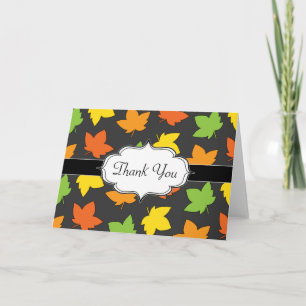 Pretty Fall Foliage Autumn Harvest Pattern Thank You Card