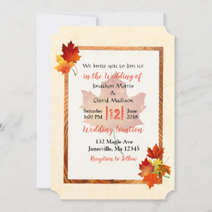 Pretty Fall Leaves Autumn Wedding Invitations