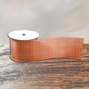 Pretty Fall Orange Tartan Pattern Ribbon Satin Ribbon
