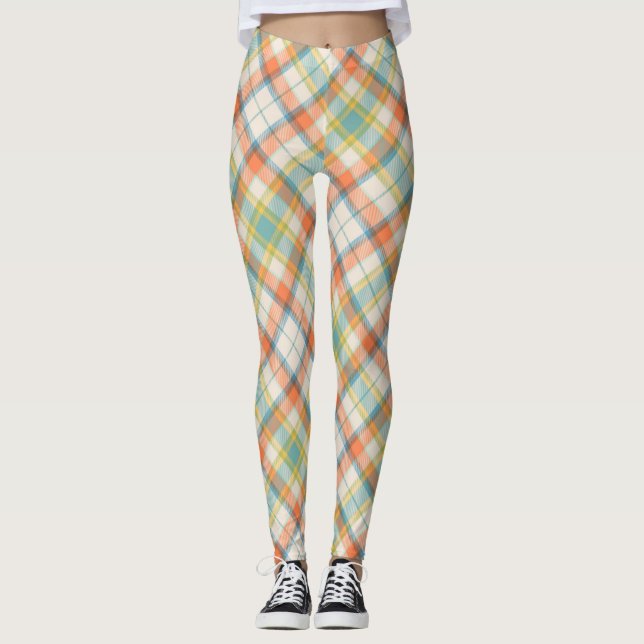 Pretty Fall Plaid Design Leggings (Front)