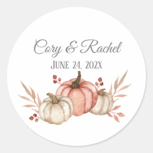 Pretty Fall Pumpkin Bouquet Wedding Classic Round Sticker