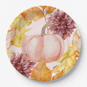Pretty Fall Pumpkin Paper Plate