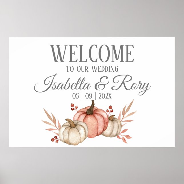 Pretty Fall Pumpkins Bouquet Wedding  Poster (Front)