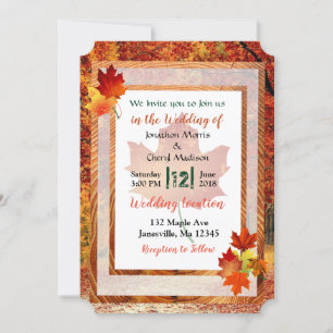 Pretty Fall Trees Themed Wedding Invitations