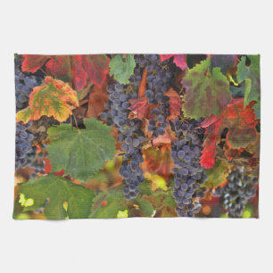 Pretty Fall Vineyard Wine Kitchen Towel