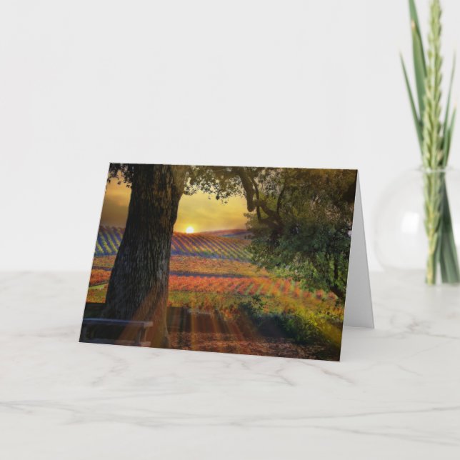 Pretty Fall Wine Vineyard Blank Card (Front)