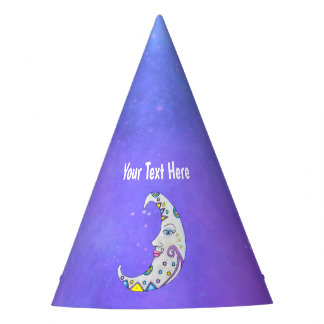 Pretty Fancy Crescent Moon Abstract Shapes Purple Party Hat