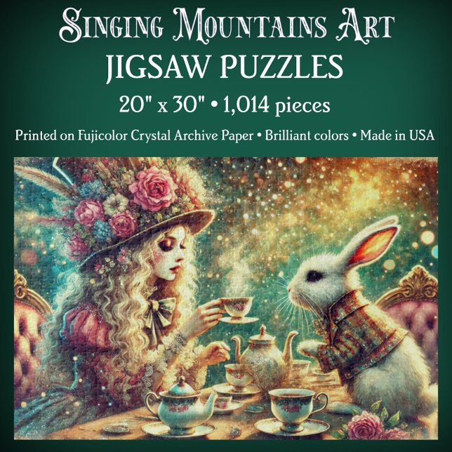 Pretty Fantasy Alice and Rabbit Tea Party Jigsaw Puzzle (Creator Uploaded)