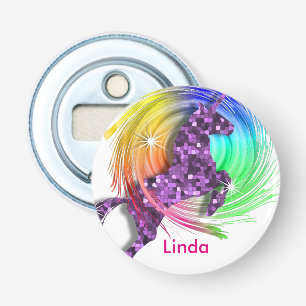 Pretty Fantasy Rainbow Unicorn Personalised Bottle Opener