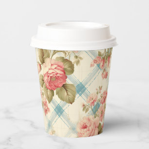 Pretty Farmhouse Rustic Pink Roses Paper Cups
