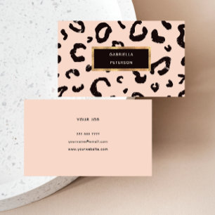 Pretty Fashion Pink Leopard Gold Frame Business Card