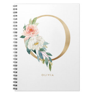 Pretty Faux Gold Foil Floral Letter O Monogram  Notebook