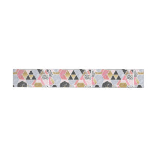Pretty faux gold glitter marble geometric design wrap around label