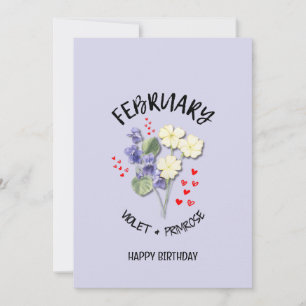 Pretty FEBRUARY Birth Month Flower Birthday Card