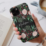 Pretty Feminine Black Botanical Floral Roses<br><div class="desc">A pretty feminine black case with a botanical floral pattern. Original artwork by Caroline Bonne Müller</div>